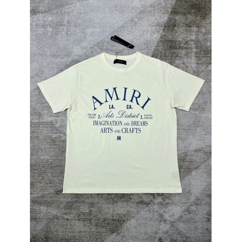 Amiri New Blue Letter Printed Short Sleeve T-shirt