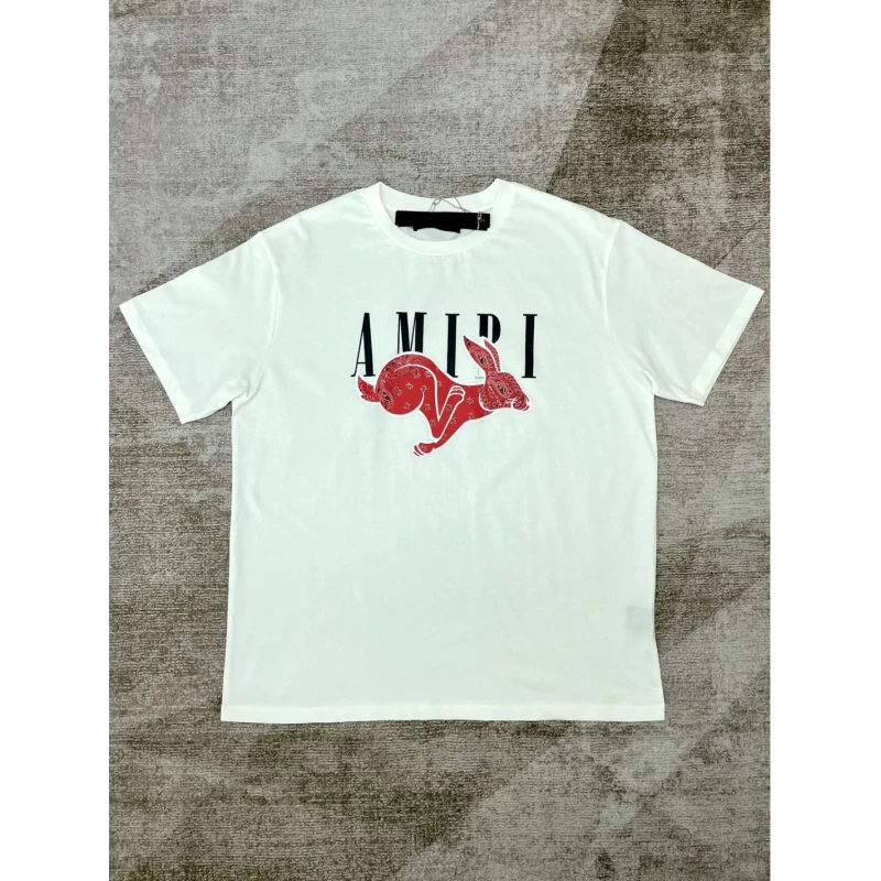 Amiri New Red Rabbit Printed Short-Sleeve T-shirt