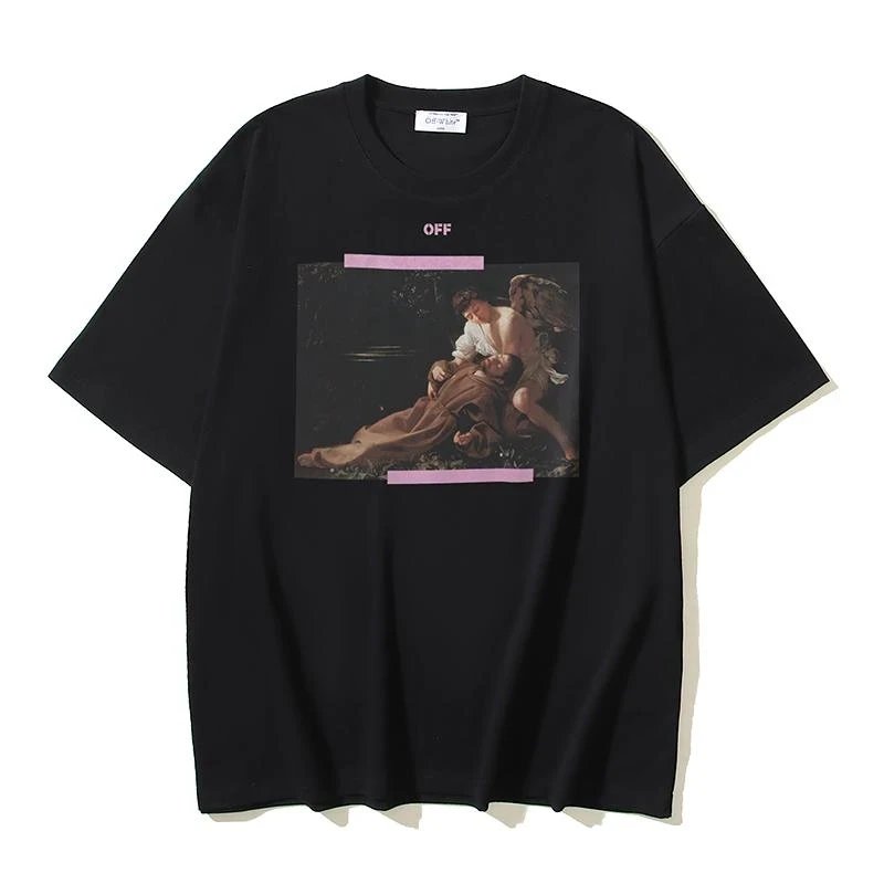 Off-White Cotton Caravaggio Oil Painting Arrow Print Short-sleeved T-shirt