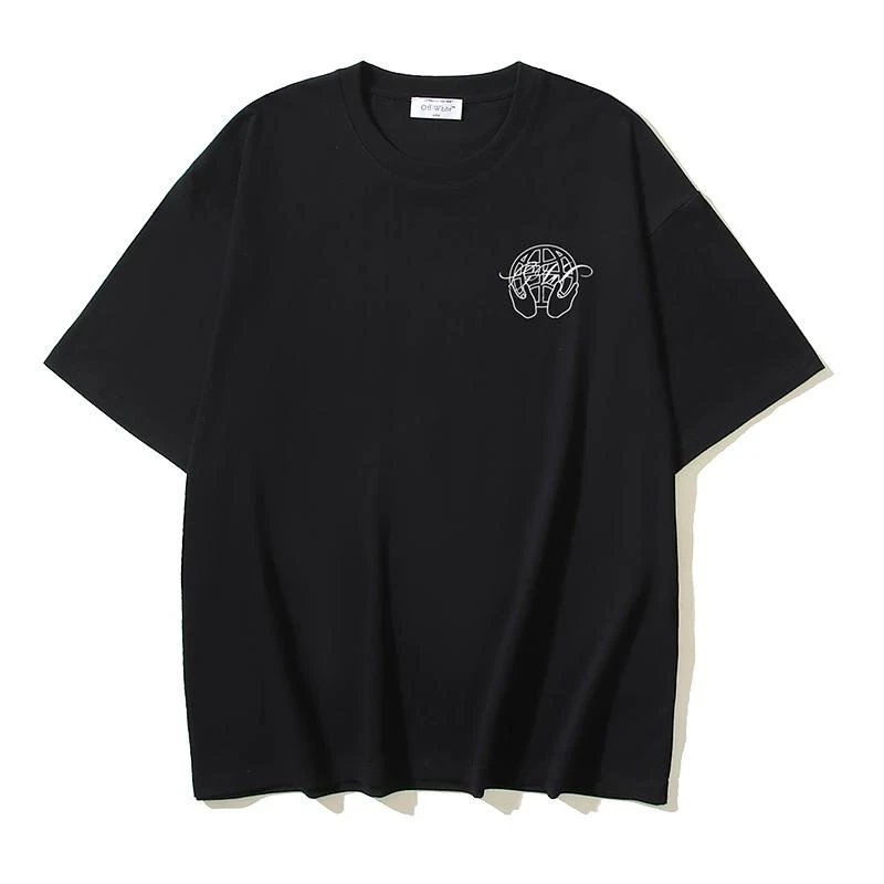 Off-White Cotton Hand-held Arrow Print Short-sleeved T-shirt