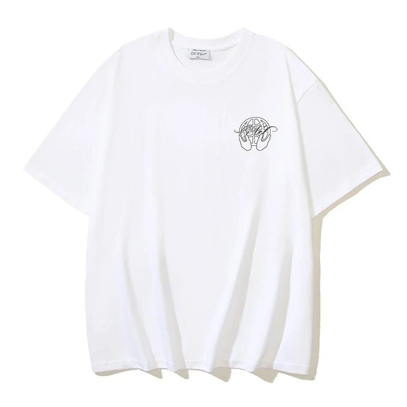 Off-White Cotton Hand-held Arrow Print Short-sleeved T-shirt