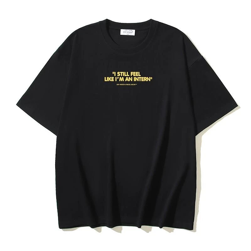 Off-White Cotton Intern Slogan Printed Short-sleeved T-shirt