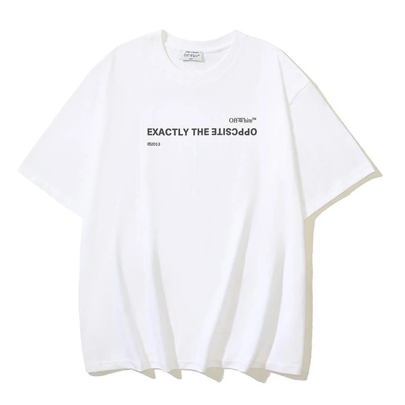 Off-White Cotton Letter Print Short-sleeved T-shirt