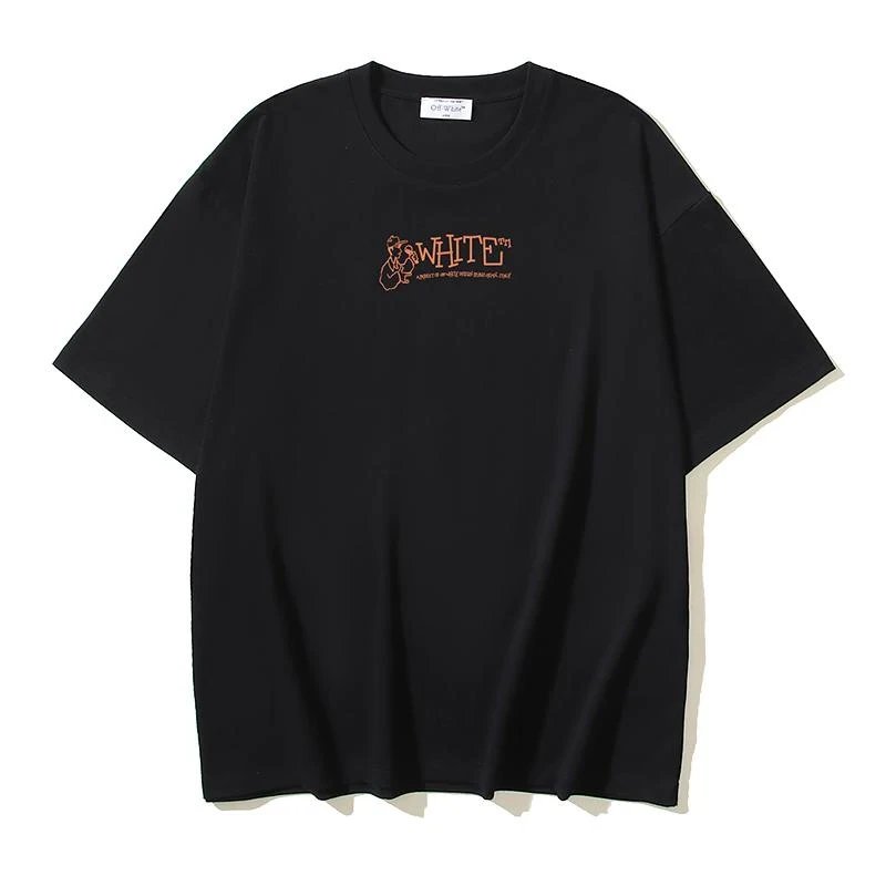 Off-White Cotton Rock Band Arrow Print Short-sleeved T-shirt