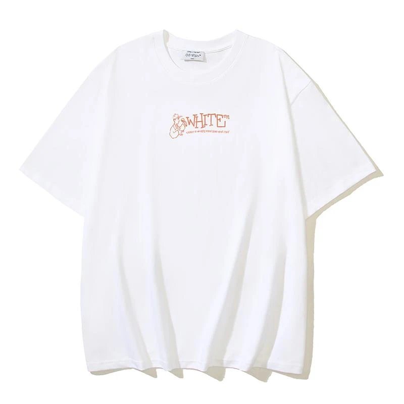 Off-White Cotton Rock Band Arrow Print Short-sleeved T-shirt