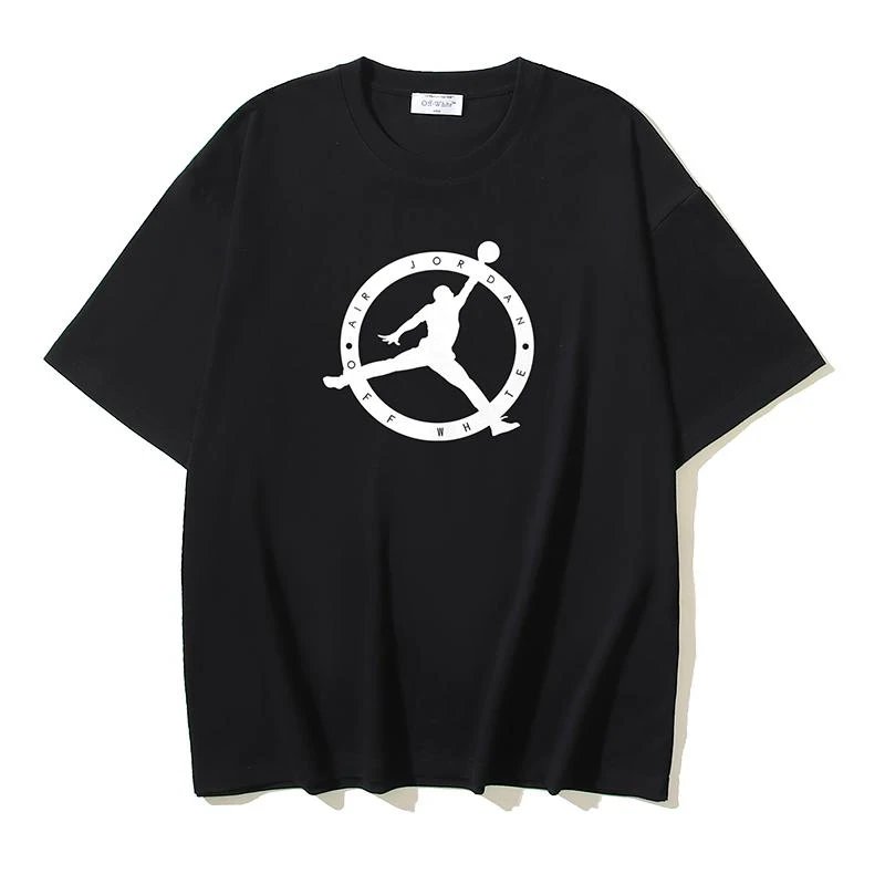 Off-White Pure Cotton Jumpman Co-branded Printed Short-sleeved T-shirt