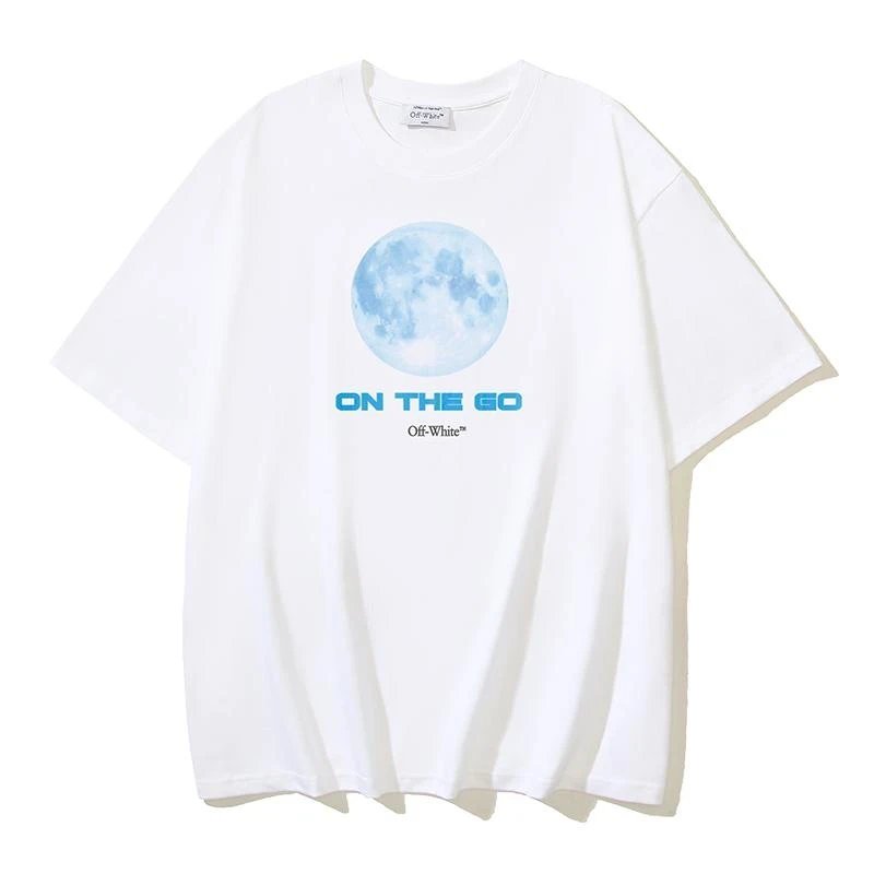 Off-White Pure Cotton ON THE GO Moon Print Short-sleeved T-shirt