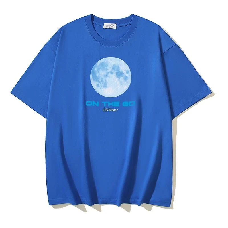 Off-White Pure Cotton ON THE GO Moon Print Short-sleeved T-shirt