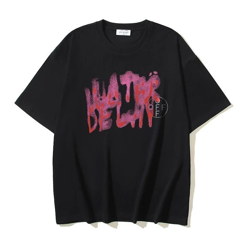 Off-White Pure Cotton Sagging Arrow Print Short-sleeved T-shirt