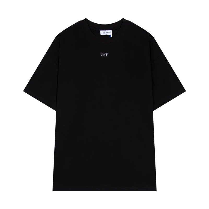 Off-White 2024 Spring/Summer New Embroidered Diagonal Striped Short Sleeve T-shirt