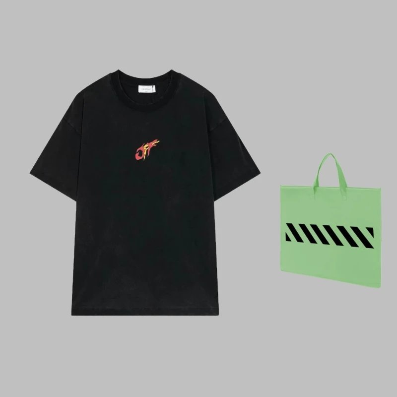 High-end Version Off-White Year of the Dragon Lunar New Year Collection OFF-WHITE 2024 Spring/Summer New Chinese Style Short Sleeve T-Shirt Loose Fit Silhouette