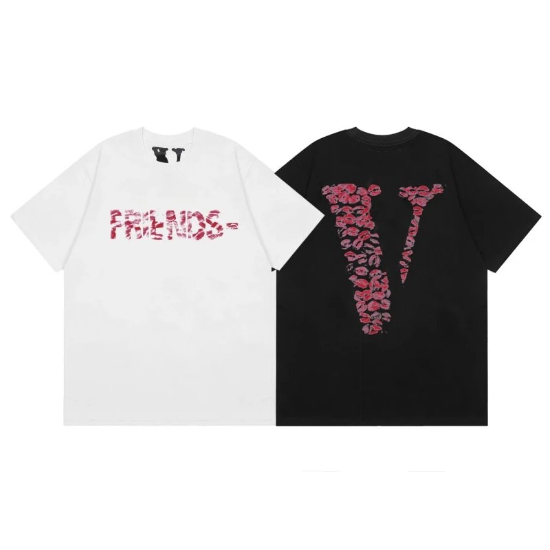 Vlone high-quality hot-fixed imported white ink print short sleeve T-shirt