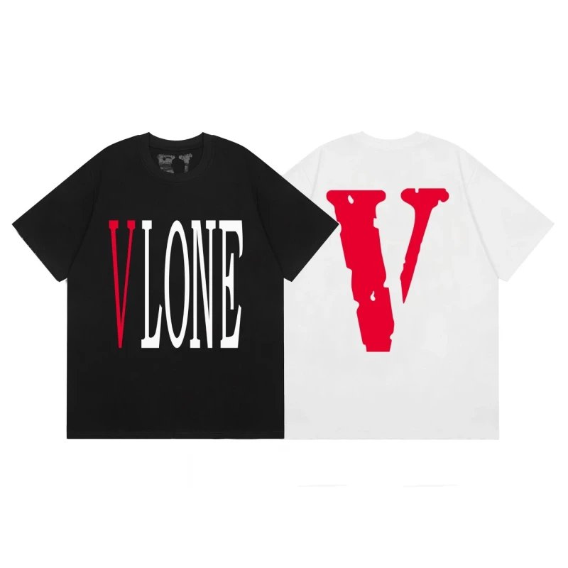 Vlone high-quality hot-fixed imported white ink print short sleeve T-shirt