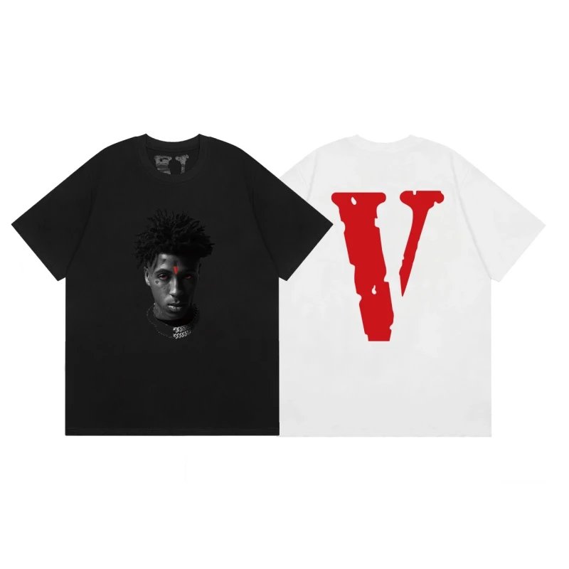 Vlone high-quality hot-fixed imported white ink print short sleeve T-shirt