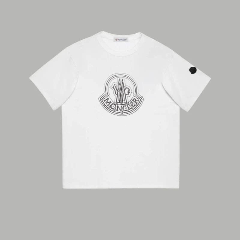 Moncler Spring/Summer 2024 SS Blurred Fade Logo Patchwork Embroidered Short Sleeve T-Shirt