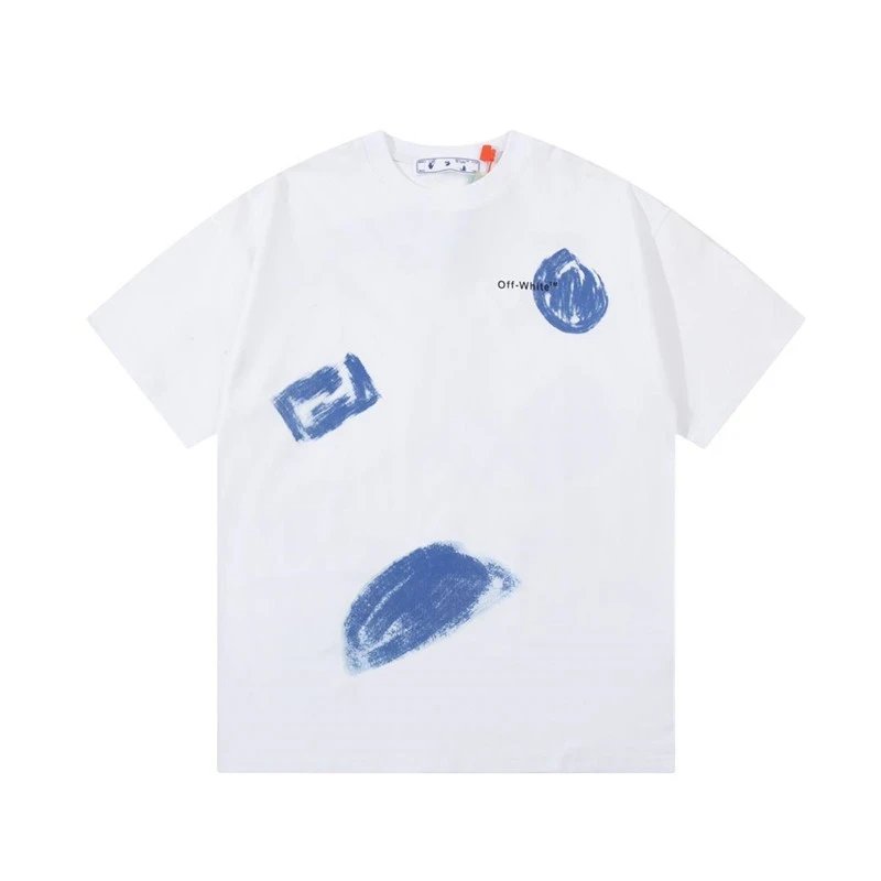 Off-White Graffiti Cloud Arrow Letter Large LOGO Print Short-sleeved T-shirt