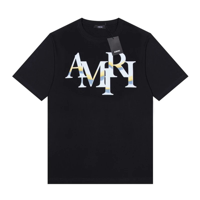 Amiri Angel Letter Design Cracked Seam Short Sleeve