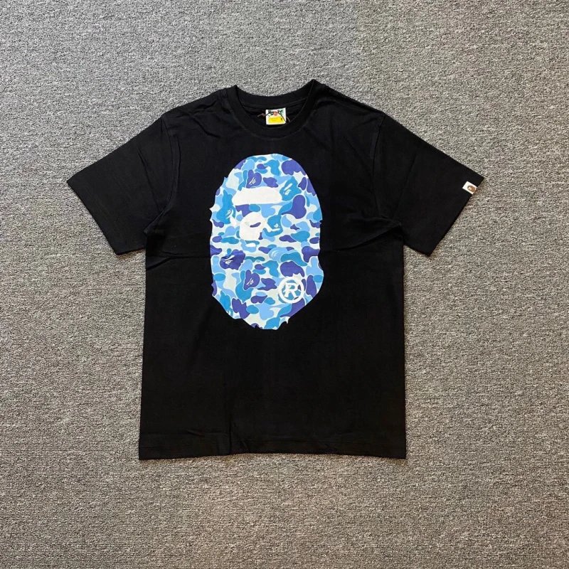 Bape ABC Blue Camouflage Ape Logo Double-Sided Printed Short Sleeve T-shirt N42303