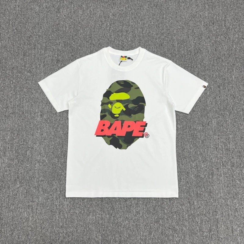 Bape Camouflage Ape Head Pattern Color-Blocked Letter Printed Short-Sleeve T-shirt N42303