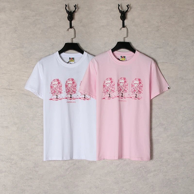 Bape New Cherry Blossom Tree Ape Head Printed Short Sleeve T-shirt N42303