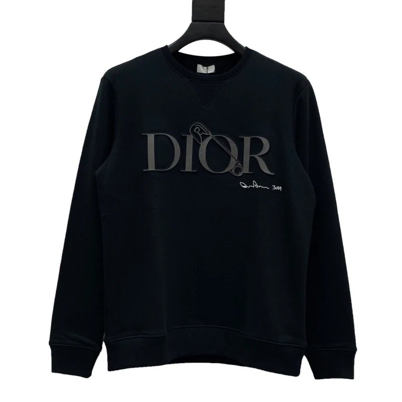 Dior 3D Letter Logo Pin Decorated Crewneck Sweatshirt,DIOR,SWEATSHIRT,APPAREL