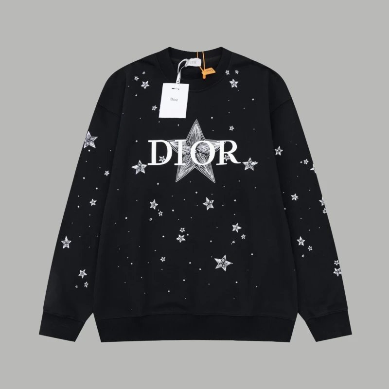 Dior Five-pointed Star Print Full Star Crystal Crewneck Sweatshirt,DIOR,SWEATSHIRT,APPAREL