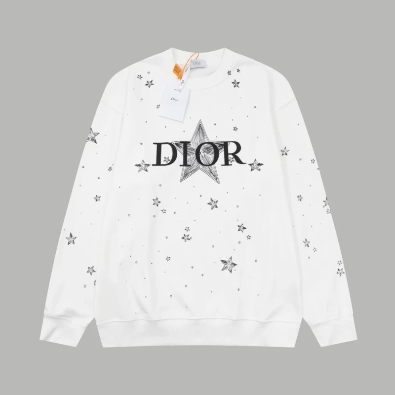 Dior Five-pointed Star Print Full Star Crystal Crewneck Sweatshirt,DIOR,SWEATSHIRT,APPAREL