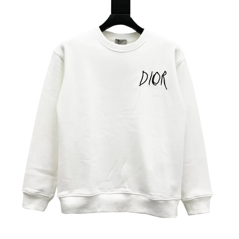 Dior Artist Signature Letter Embroidered Logo Crewneck Sweatshirt,DIOR,SWEATSHIRT,APPAREL