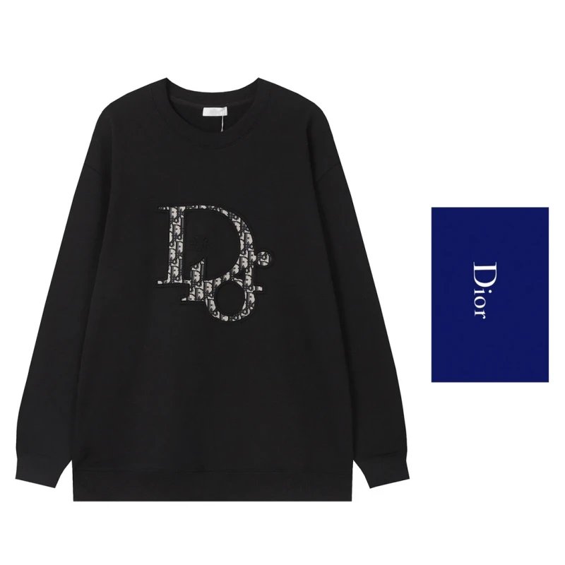 Dior Embossed Floral and Positioning Hot Stamping Double Craft Crewneck Sweatshirt,DIOR,SWEATSHIRT,APPAREL