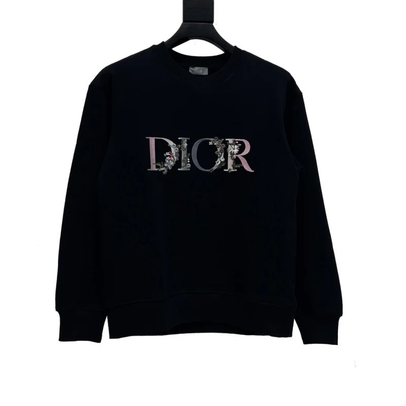 Dior Floral Letter Embroidered Crewneck Sweatshirt,DIOR,SWEATSHIRT,APPAREL