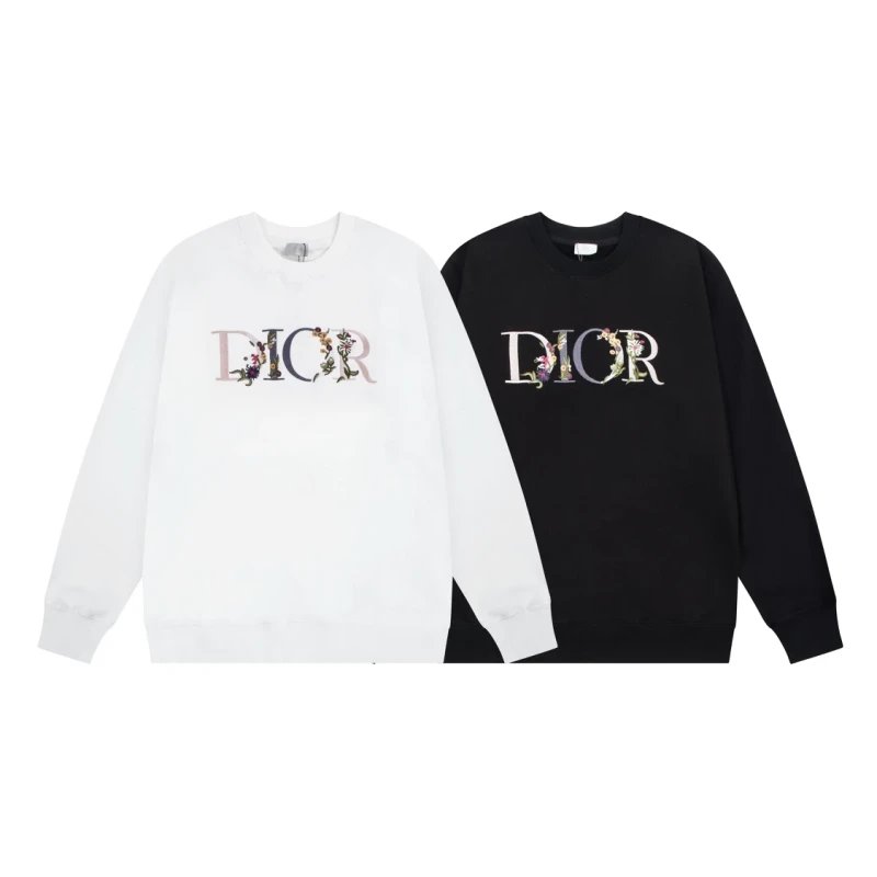 Dior Letter Floral Embroidered Crewneck Sweatshirt,DIOR,SWEATSHIRT,APPAREL