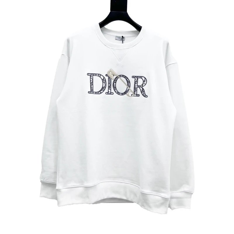 Dior Safety Pin Logo Embroidered Crewneck Sweatshirt,DIOR,SWEATSHIRT,APPAREL