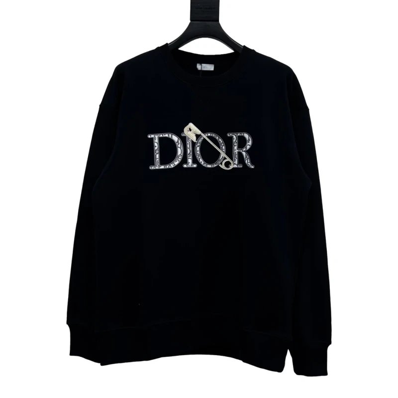 Dior Safety Pin Logo Embroidered Crewneck Sweatshirt,DIOR,SWEATSHIRT,APPAREL