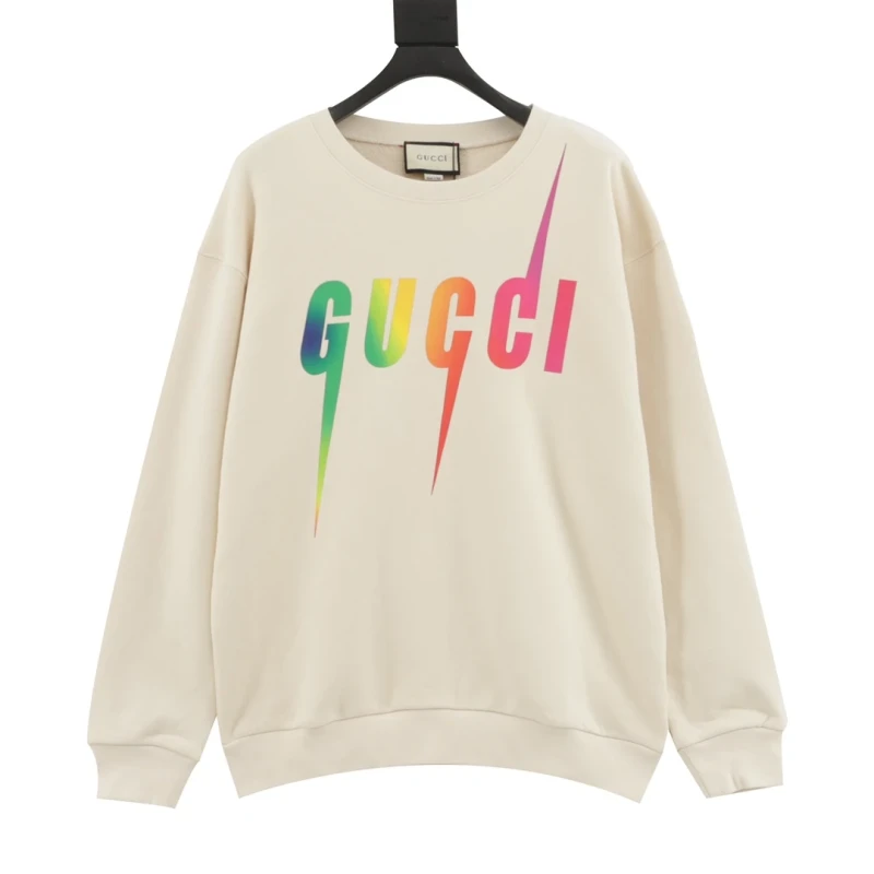 Gucci Lightning Logo Print Crewneck Sweatshirt,GUCCI,SWEATSHIRT,APPAREL