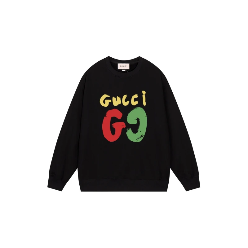 Gucci 2024 Graffiti Double G Letter Round Neck Sweatshirt,GUCCI,SWEATSHIRT,APPAREL