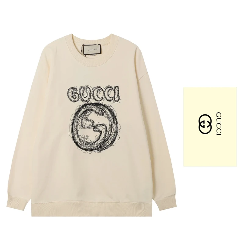 Gucci Linear Embroidery Round Neck Sweatshirt,GUCCI,SWEATSHIRT,APPAREL