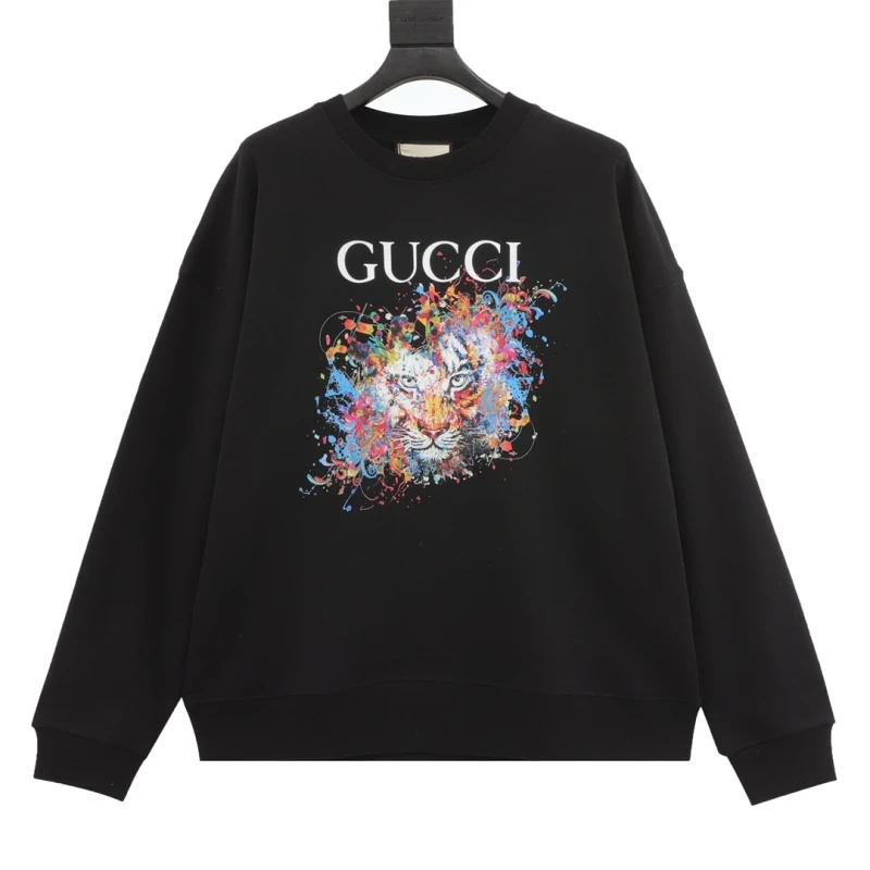 Gucci Rainbow Lion Print Crewneck Sweatshirt,GUCCI,SWEATSHIRT,APPAREL