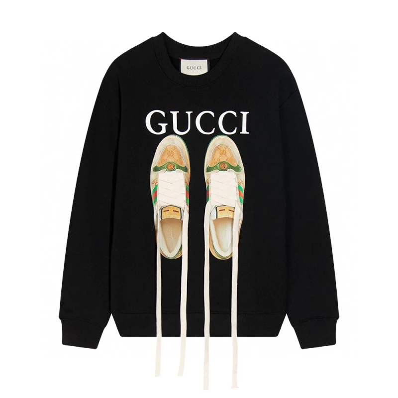 Gucci Shoelace Letter Logo Round Neck Sweatshirt,GUCCI,SWEATSHIRT,APPAREL