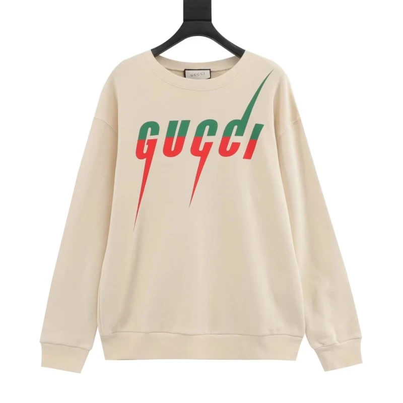 Gucci Lightning Logo Print Crewneck Sweatshirt,GUCCI,SWEATSHIRT,APPAREL