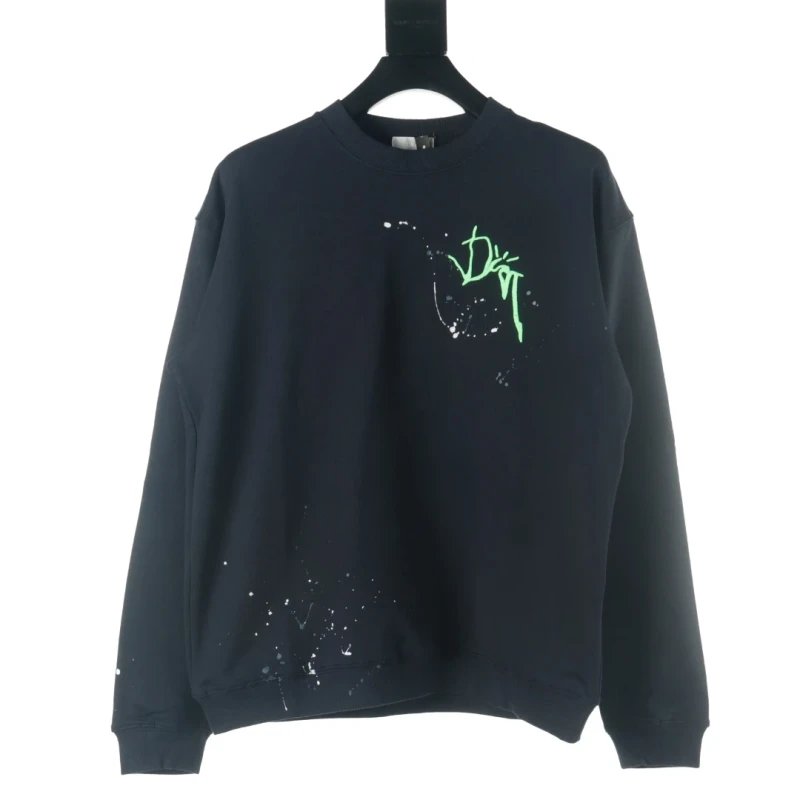 Dior CD Ink Embroidered Logo Crewneck Sweatshirt,DIOR,SWEATSHIRT,APPAREL