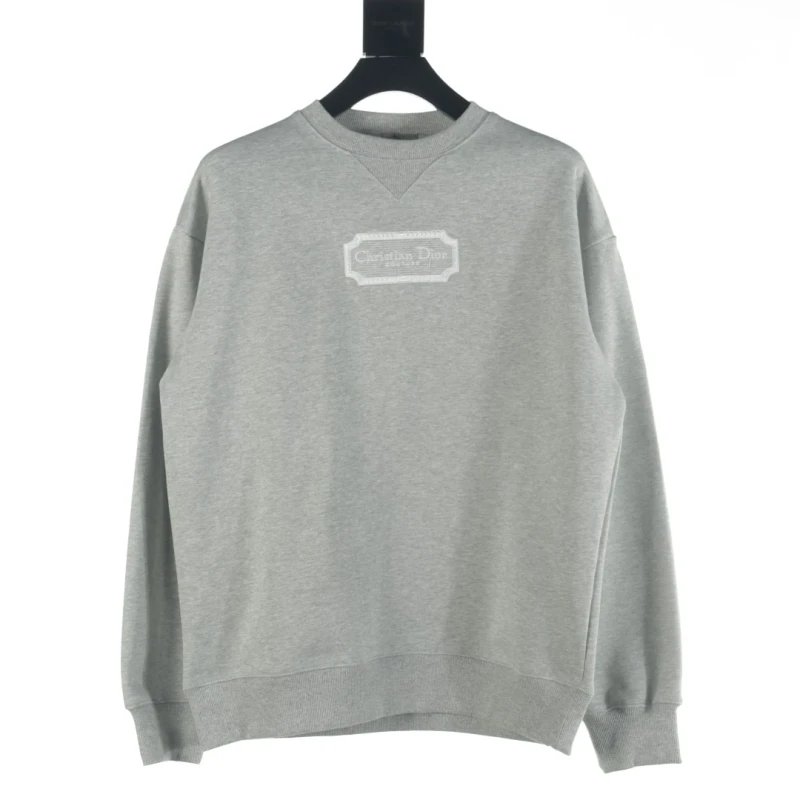 Dior CD Silver Logo Embroidered Letter Crewneck Sweatshirt,DIOR,SWEATSHIRT,APPAREL