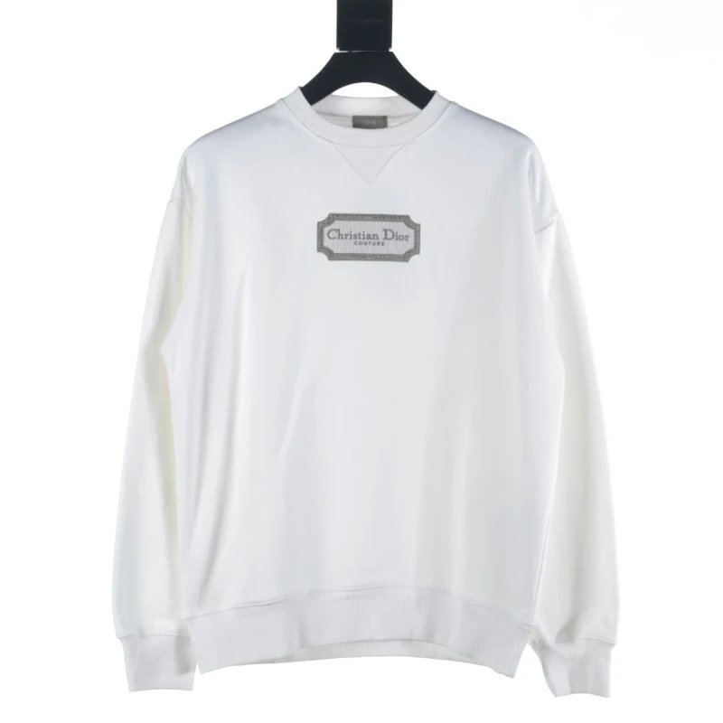 Dior CD Silver Logo Embroidered Letter Crewneck Sweatshirt,DIOR,SWEATSHIRT,APPAREL