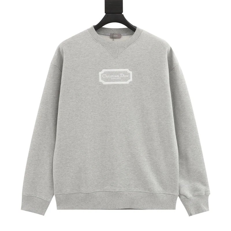 Dior Embroidered Silver Logo Crewneck Sweatshirt,DIOR,SWEATSHIRT,APPAREL