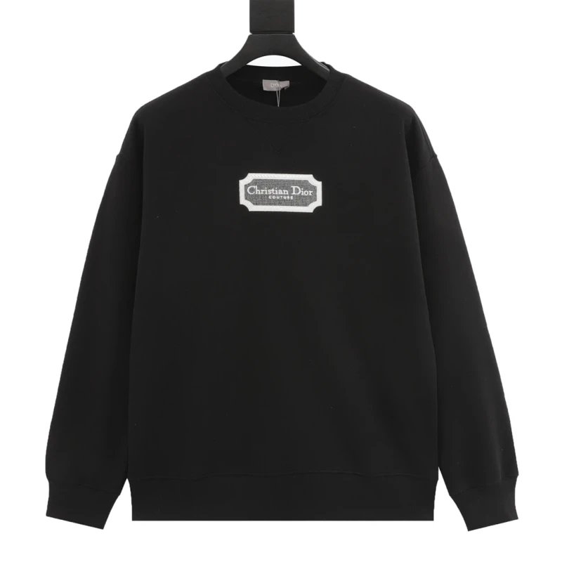 Dior Embroidered Silver Logo Crewneck Sweatshirt,DIOR,SWEATSHIRT,APPAREL