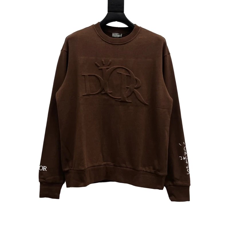 Dior x Travis Scott Embossed Logo Crewneck Sweatshirt,DIOR,SWEATSHIRT,APPAREL