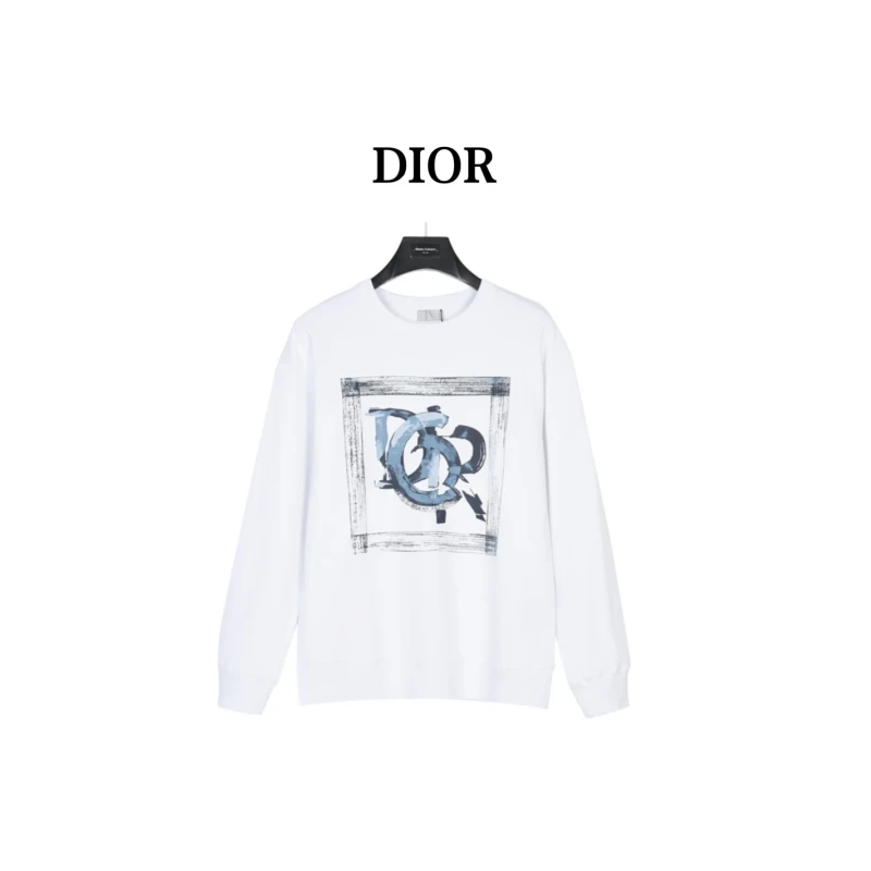 Dior Ink Painting Cotton Crewneck Sweatshirt,DIOR,SWEATSHIRT,APPAREL