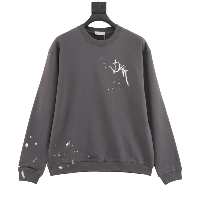 Dior Ink Splatter Embroidered Logo Crewneck Sweatshirt,DIOR,SWEATSHIRT,APPAREL