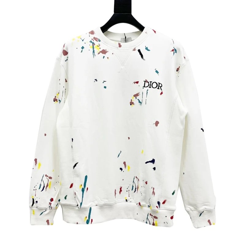 Dior Painted Graffiti Ink Crewneck Sweatshirt,DIOR,SWEATSHIRT,APPAREL