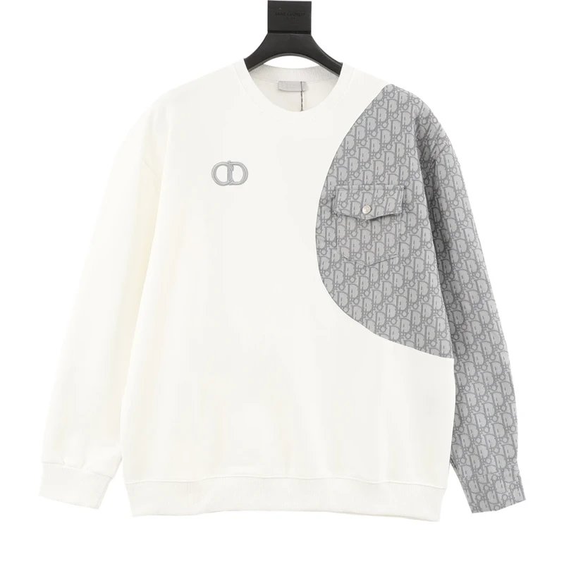 Dior CD Embroidered Patchwork Crewneck Sweatshirt,DIOR,SWEATSHIRT,APPAREL