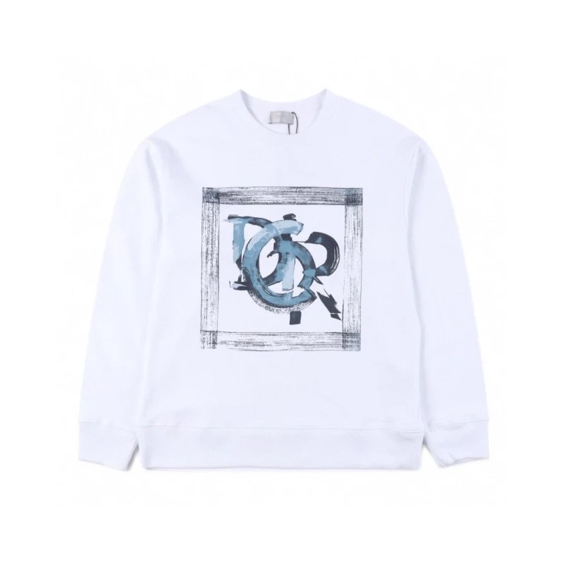 Dior Graffiti Velvet Logo Crewneck Sweatshirt,DIOR,SWEATSHIRT,APPAREL